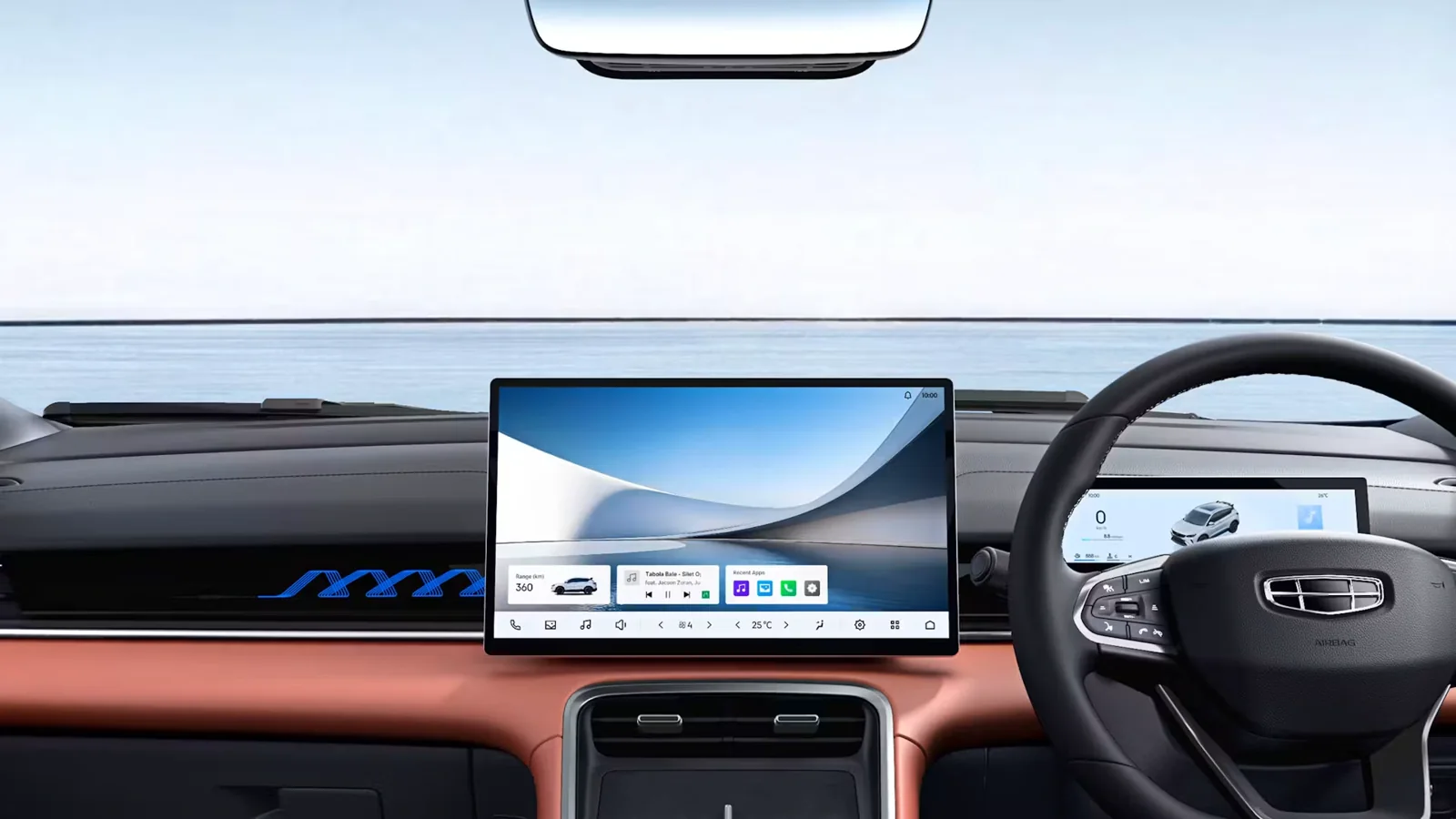 Layar dan area pengemudi Geely Coolray
